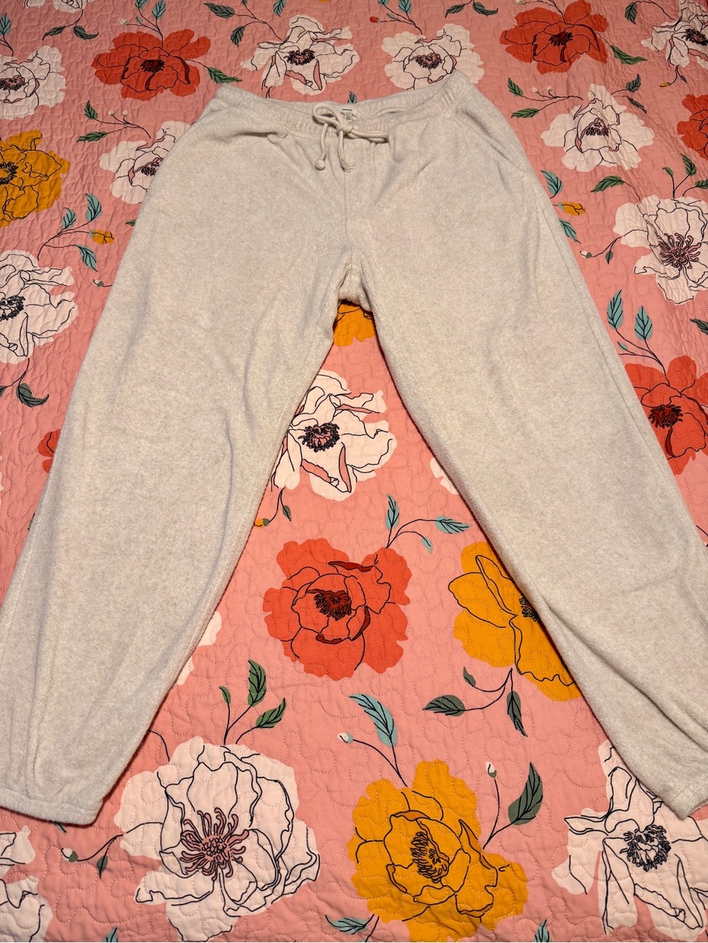 Aerie Cream Terry Cloth Lounge Pants Size S Short